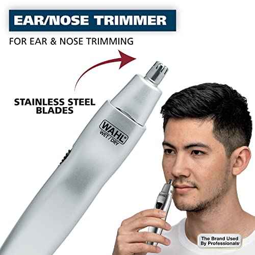 Wahl Men¡¯s Nose Hair Trimmer, for Eyebrows, Neckline, Nose & Ear Hair, Precision Detail Trimming with Interchangeable Heads, Battery Included - Model 5545-400