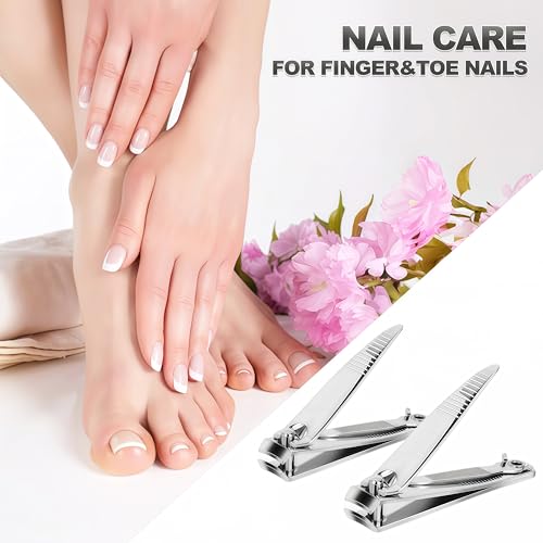 Nail Clippers with File in Bulk, 24-Pack Stainless Steel Nail Trimming for Toenail & Fingernail, Nail Clipper Gifts for Men Women Adults Homeless Care Supplies (Silver)