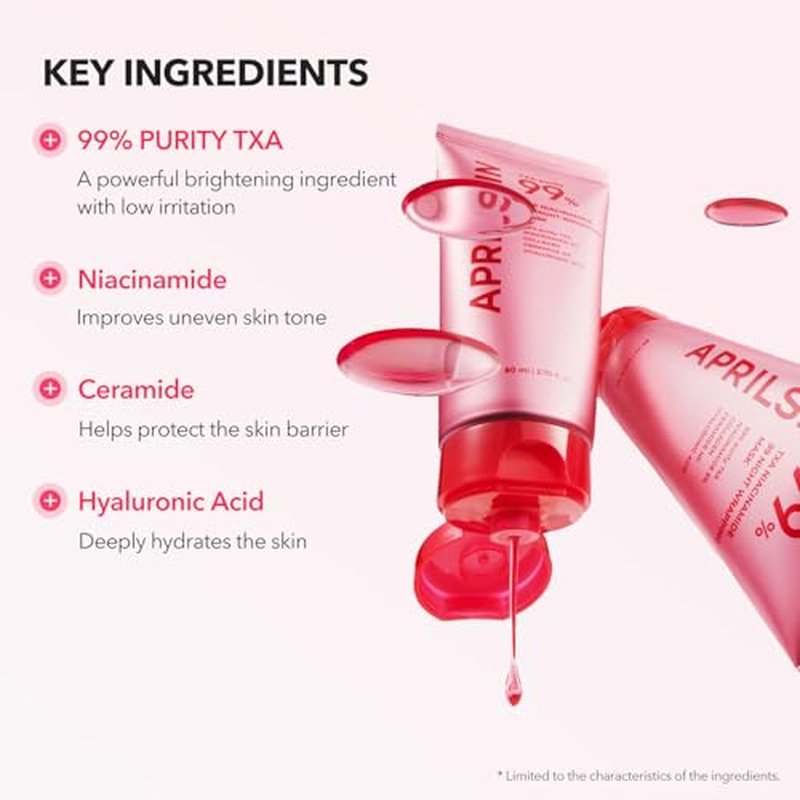 TXA Glass Skin Duo - Pink Capsule Gel Mask & Overnight Wrapping Mask for Radiant Skin | 4 Count