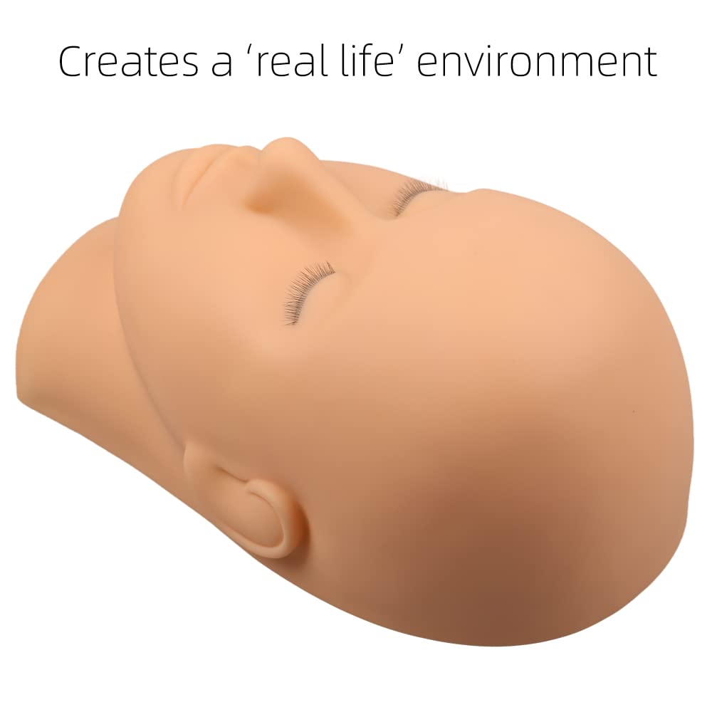 Practice Lash Mannequin Head Flat Head Doll Head Manakin Eyelids for Lash Practice Eyelash Mannequin Doll Face Head Practice Facial Mannequin