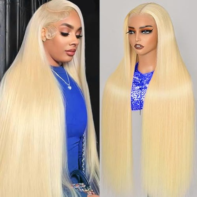 30 Inch 613 13x6 Lace Front Wig Human Hair 200% Density Straight Blonde Wig Human Hair 613 HD Lace Frontal Wig Human Hair Pre Plucked Blonde Glueless Wig for Women