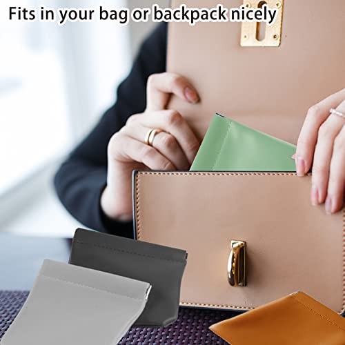 CANIPHA 8pcs Lambskin Pocket Cosmetic Bag, Waterproof Portable Small Makeup Bag No Zipper Self-closing Pouch for Women Mini Travel Storage Cosmetics Headphones Jewelry