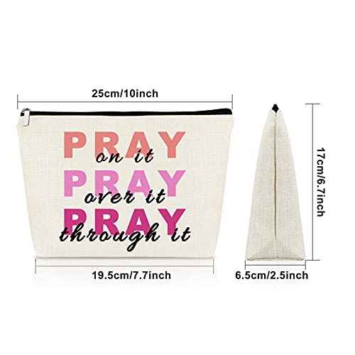 Christian Bible Verse Makeup Bag Cosmetic Organizers Inspirational Quotes Motivational Gift for Women Sister Friend Baptism Religious Birthday Christmas Travel Bag