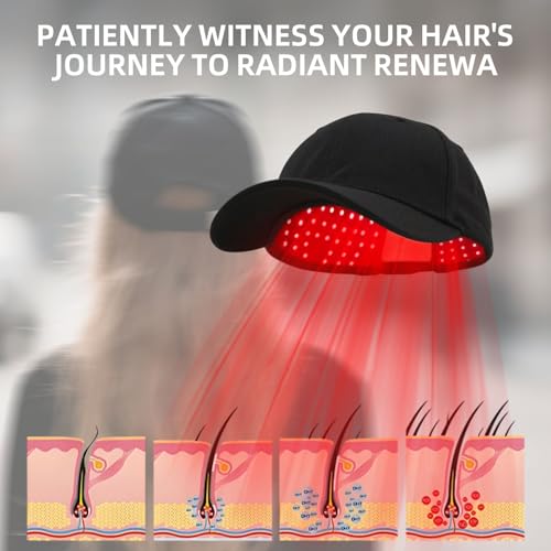 Red Light Therapy for Hair Growth Cap Adjustable Size for Men and Women, Upgraded Wireless Hat with Rechargeable Battery