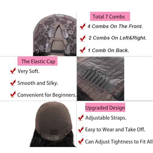 V Part Wig Human Hair 14 inch Upgrade U Part Wigs Body Wave for Black Women Beginner Friendly No Sew In and No Leave Out Glueless Brazilian Virgin Hair Natural Black Color 180% Density