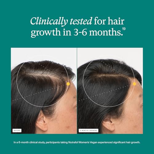 Nutrafol Women's Hair Growth Supplements, for Women 18-44 Years Old, Clinically Tested for Visibly Thicker, Stronger Hair, 100% Vegan Ingredients, Dermatologist Recommended - 1 Month Supply, 1 Pouch