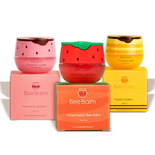 Original My Bee Balm Lip Balm ? Hydrating Lip Care with Watermelon, Strawberry & Honey Pot ? Moisturizing Balm for Dry, Chapped & Cracked Lips with Propolis, Honey & Vitamin E