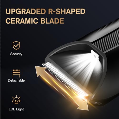 Spacekey Electric Body Hair Trimmer - IPX7 Waterproof Ball Trimmer for Men with LED Light, Wet/Dry Groomer, USB-C Rechargeable, Travel Bag Included - Men's Pubic, Groin and Body Shave