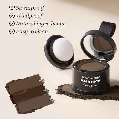Maycheer Hairline Shadow Powder, Maycheer Hair Shadow Root Cover Up, Maycheer Hair Shadow, Hair Line Concealer Root Cover Up, Unisex Root Touch Up Hair Powder (Dark Brown, 01)
