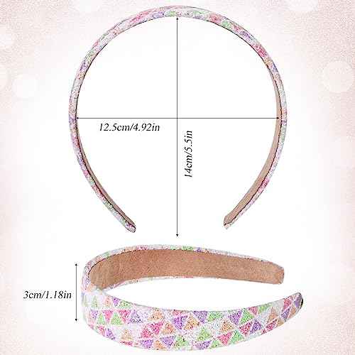 Fishdown Headbands for Girls 3 CM Wide, 6 Pack Sparkly Hair Bands for Kids, Flower Rainbow Sequin Girls Headbands for Kids Children Teens Women