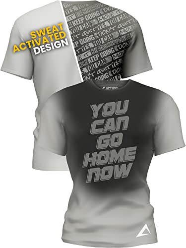Actizio Men's Workout Shirt Performance Fabric T-Shirt Short Sleeve Sweat Activated Motivational Exercise Gym Athletic Fit Moisture Wicking Fitness Shirt -You Can Go Home Now - Light Gray (Size XL)