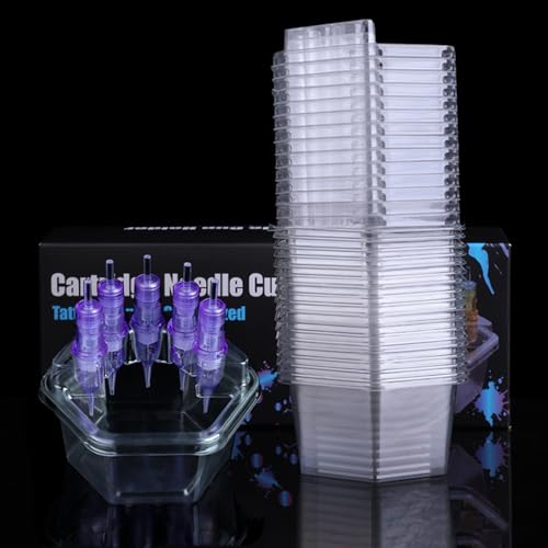 20PCS Hexagonal Disposable Tattoo Cartridge Cup Holder Plastic Tattoo Cartridge Tray For Tattoo Inks Needle Holder Placement Rack Disposable Plastic Cup Working Cup Cleaning Cup