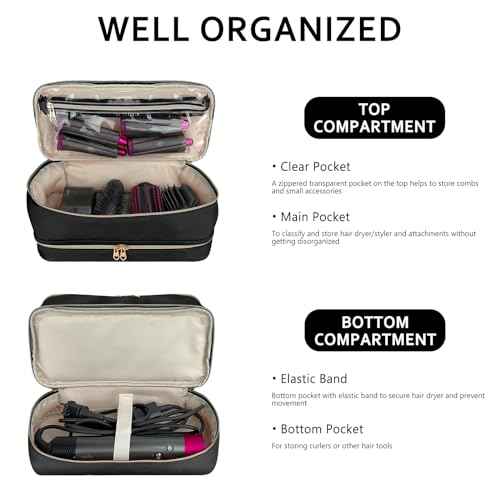 Portable Travel Carrying Case for Hair Dryer Shark Flexstyle Styler, Double Layer Storage Bag for Shark Flexstyle/Dyson Airwrap Styler and Attachments
