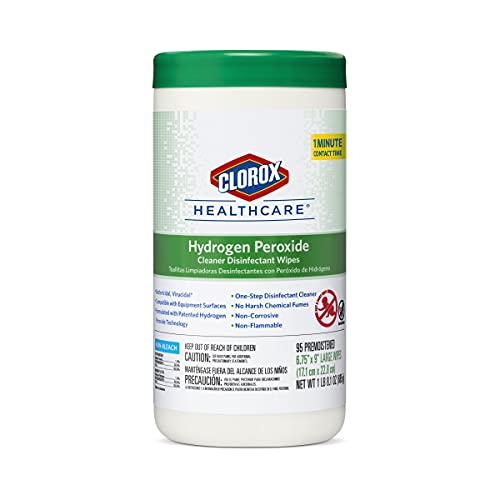 Clorox Healthcare Hydrogen Peroxide Cleaner Disinfectant Wipes, 6.75" x 9", 95 Count (Package May Vary)