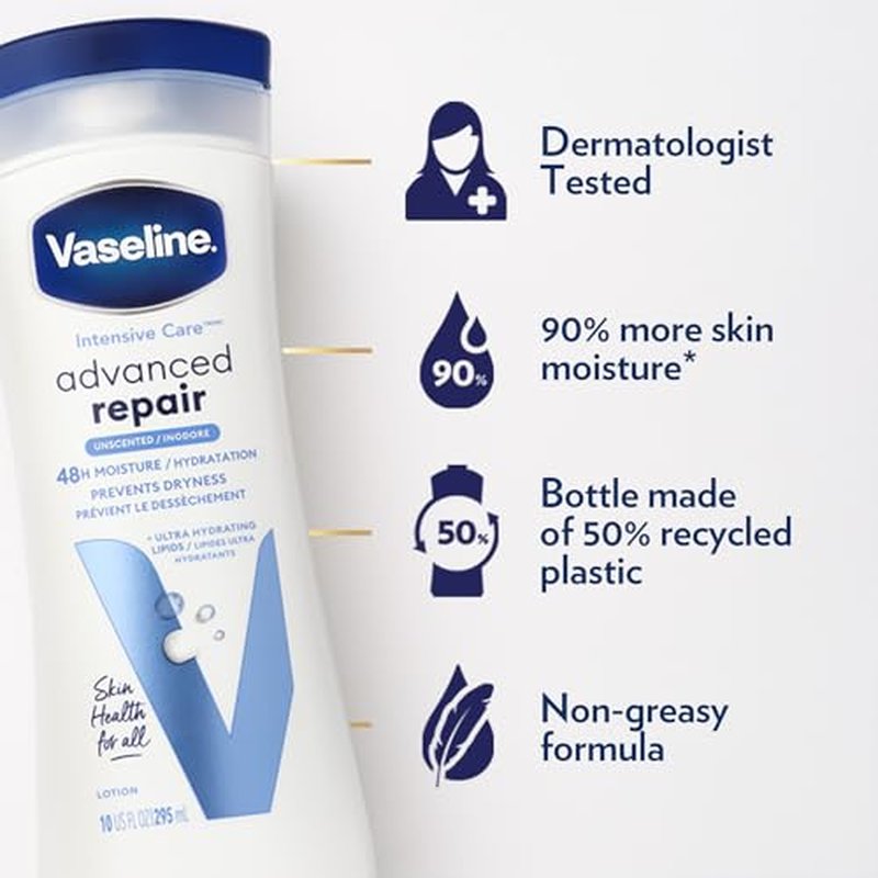 Vaseline Intensive Care Advanced Repair Fragrance Free Body Lotion 2-Pack 10 oz each