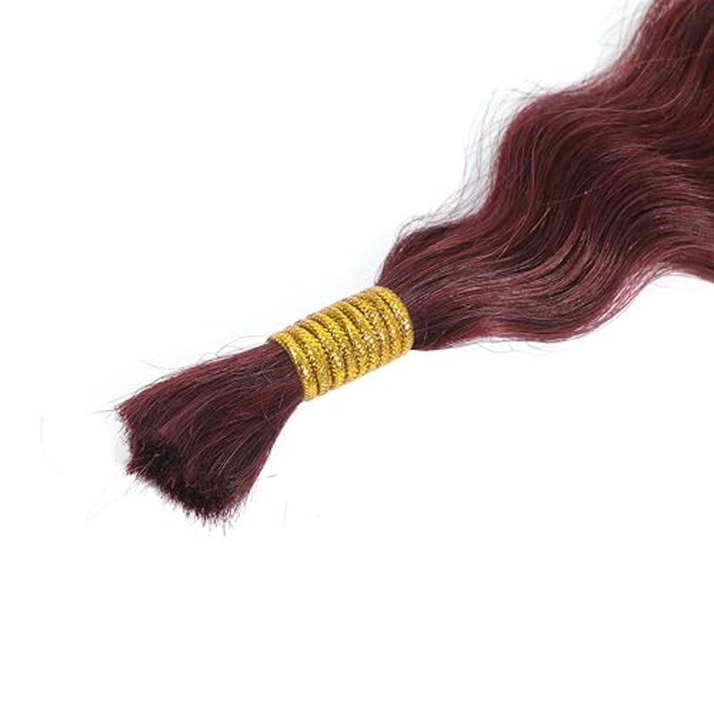 Super Wave Bulk Human Hair 100% Unprocessed Brazilian Virgin Human Hair Extensions Bundles for Braiding Hair Wet and Wave Micro Human Hair(1Pack-4PCS, 24inch #99j)