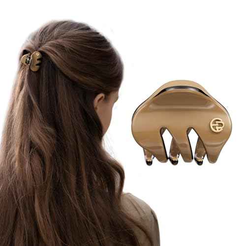 EVITA PERONI Small Hair Clips, Mini Hair Clip for Hair, Little Tiny Claw Clips for Women Girls, Caramel Brown