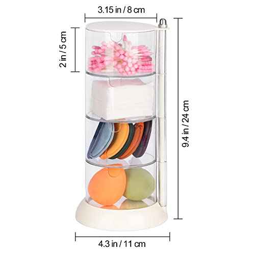 JessLab 4 Layer Clear Jewelry Organizer, 360¡Æ Rotatable Acrylic Hair Accessory Organizer, Hair Clip and Tie, Earring Storage for Bathroom Vanity Countertop