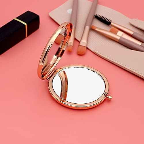 15th Birthday Compact Makeup Mirror, Round Stainless Steel Mirror with Tabletop Mount, Portable and Lightweight, Ideal for Travel and Daily Use