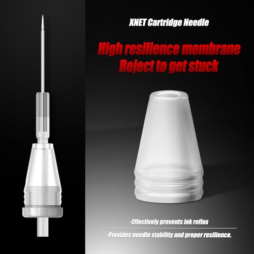 Xnet Aurora Cartridge Tattoo Needles - 20Pcs #10 (15RL) Bugpin Round Liner Disposable Silicone Needles with Membrane Safety Supplies for Rotary Tattoo Machine Pen Gun(1015RL)