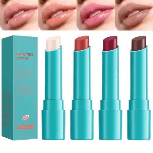 BERRALOYE 4Pcs Tinted Lip Balm Set, Hydrating Moisturizing Lip Gloss with Vitamin E, Long-Lasting Waterproof & Non-Sticking Color for Daily Nourishing Care
