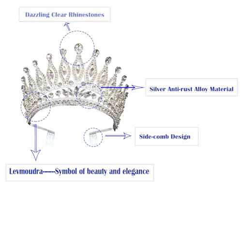 Silver Crystal Tiara Crowns Rhinestone Crown with Combs for Women and Girls Crystal Queen Headbands Princess Headpieces Wedding Hair Accessories Bride Rhinestone for Pageant Birthday Prom
