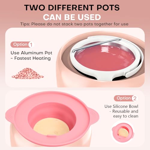 Waxing Kit for Women with 14oz 5 Bags Hard Wax Beans, Digital Display Blush