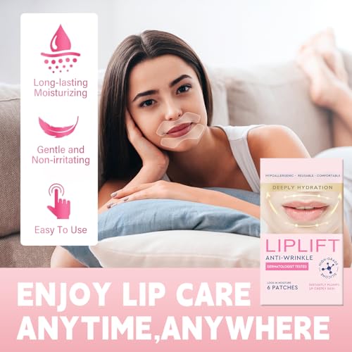 Anti Wrinkle Patches for Lips, Smoothing Smile Line & Lip Area Wrinkles, 6 Patches Skin-friendly Lip Lift Wrinkle Remover Patches