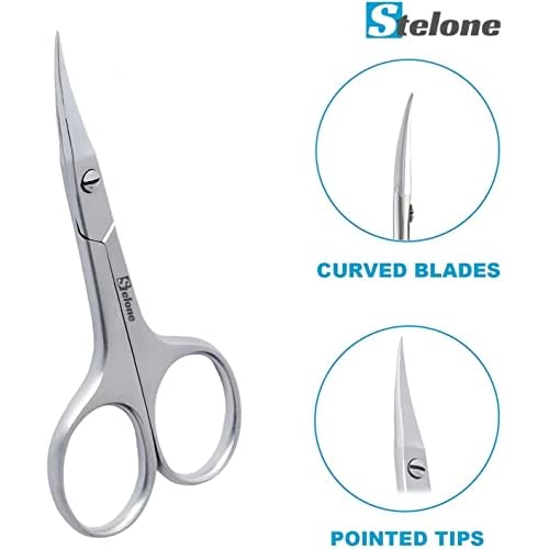 Multi Purpose Eyebrow Scissors Stainless Steel Curved Blade Cuticle Scissors for Manicure and Cosmetic, Brow Scissors for Facial Hair & Eyelash Trimming