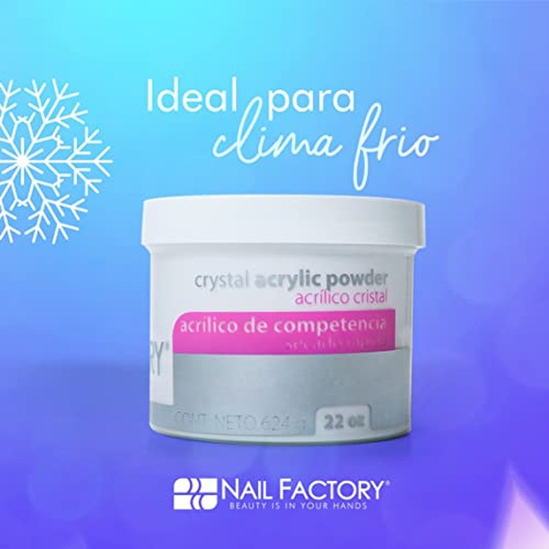 NAIL FACTORY - PROFESSIONAL GRADE FAST SET CLEAR ACRYLIC POWDER 22 OZ, Professional Acrylic Powder for Sculpting & Building Nails.