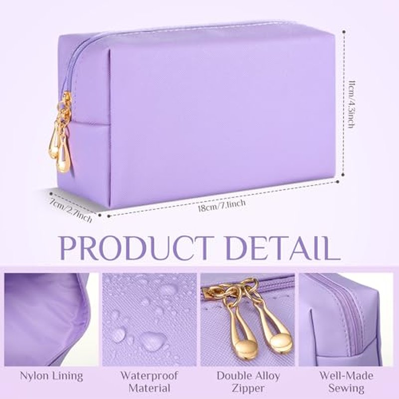 Cunno 50 Pcs Makeup Bag Bulk PU Leather DIY Cosmetic Plain Preppy Makeup Pouch Portable Waterproof Toiletry Bags for Women Travel Pencil Case Cosmetic Organizer (Pink Purple)