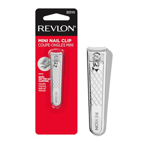Revlon Compact Nail Clipper, Small Mini Design, Perfect for Travel, Use to Trim Fingernails and Toenails, Stainless Steel, 1 Count