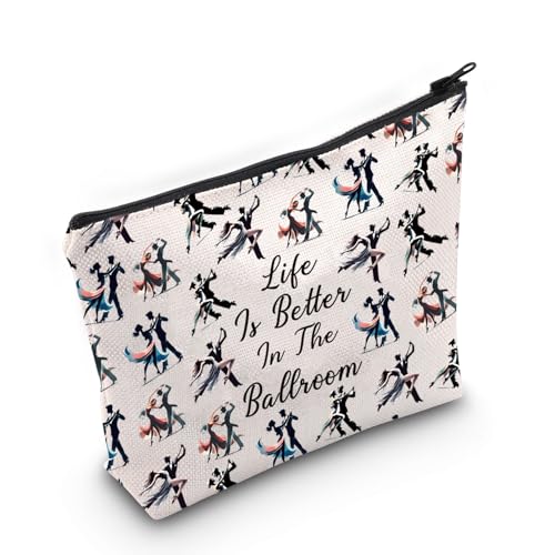 JXGZSO Dance Lover Life Is Better in the Ballroom Makeup Bag - Ballroom Dance Organizer for Tango Dancer