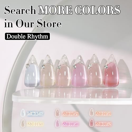 Double Rhythm 0.5 Oz Cat Eye Gel Polish with Magnet Same Color Same Bottle Holographic Glitter Shimmer Translucent Color Salon 15 ML Magnetic Nail Art (Clear Silver-MC1147)