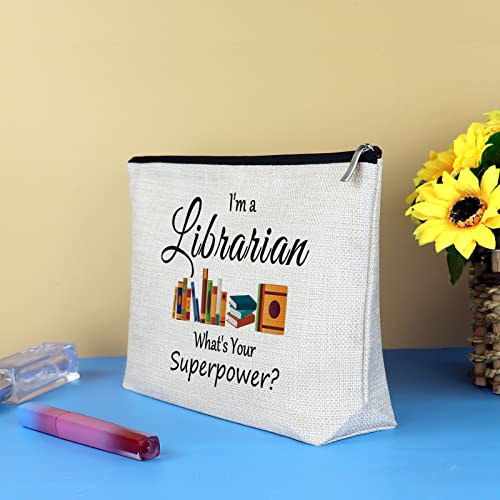 Librarian Gifts for Women Makeup Bag Librarians Thank You Gifts Book Lover Bookworm Prefect Cosmetic Bag Pouch Librarian Retirement Christmas Birthday Gift for Librarians Library Reading Organizer
