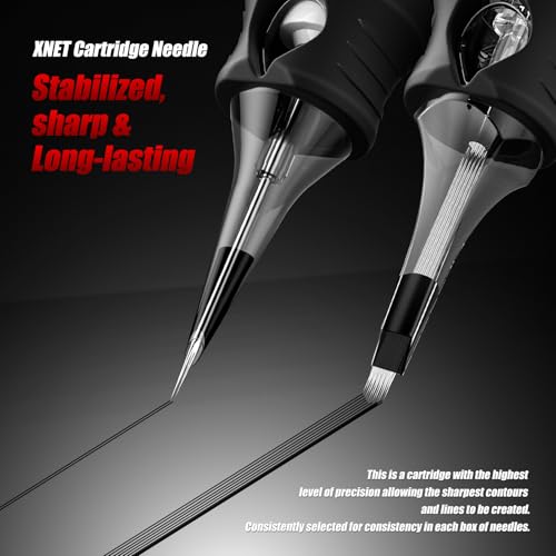 Xnet Aurora Cartridge Tattoo Needles - 20Pcs #10 (15RL) Bugpin Round Liner Disposable Silicone Needles with Membrane Safety Supplies for Rotary Tattoo Machine Pen Gun(1015RL)