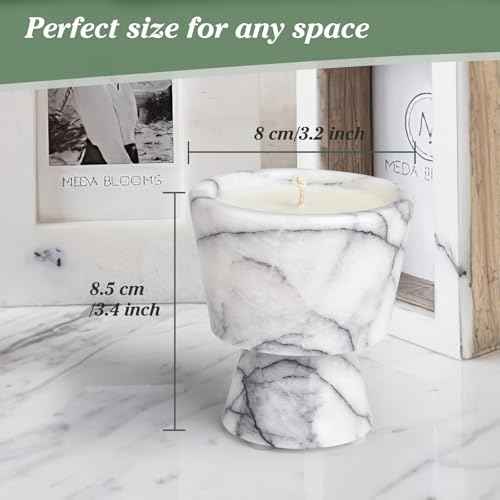 Scented Luxury Candle in Handmade Marble Container |1 Set | Soy Wax | Non-Toxic | Reusable Stone Jar | Story of Stone | Distinctive Gift. Natural Spring Aromatherapy for Women & Men