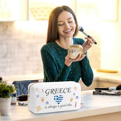 Greece Gifts for Women Makeup Bag Gifts for Greece Lovers Greece Trip Gift Greek Gift Greece Travel Gifts for Family Friendship Gift Greek Vocation Cosmetic Bag Girls Weekend Gift Travel Pouch