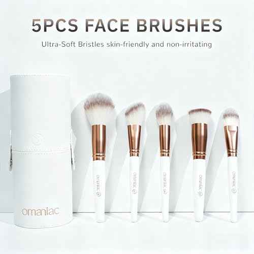 OMANIAC Makeup Brush Set, 20Pcs Professional Makeup Brushes for Foundation, Powder, Eyeshadow, Concealer Cream, Blush Buffe etc, with White Makeup Brushes Kit Case