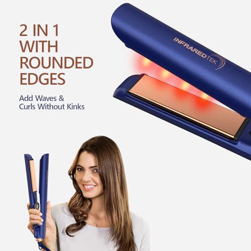Titanium Flat Iron Hair Straightener | MIRACOMB Professional Straightening Iron Styler with Infrared Light for Straight and Smooth Styles|1" Premium 2 in 1 Styling Tool with Digital Heat Settings