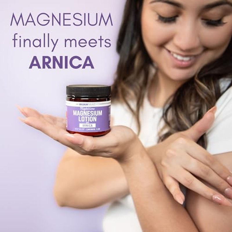 Magnum Solace Nighttime Magnesium Lotion with Arnica ? Soothing Relief & Relaxation, Highly Concentrated Magnesium for Muscles & Joints ? Apply to Legs or Feet Before Bed ? Skin-Friendly