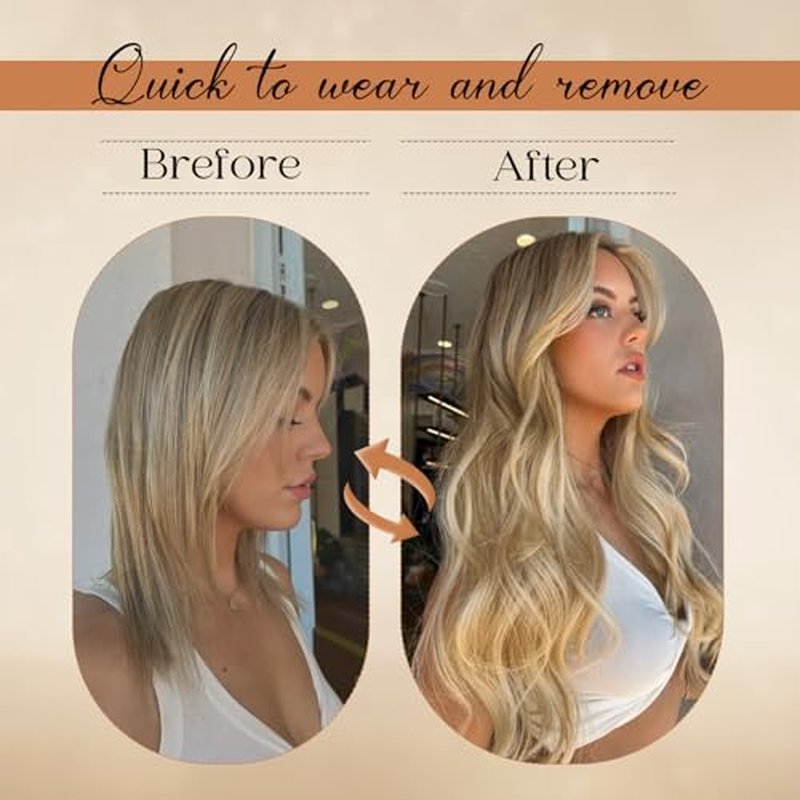 Clip in Hair Extensions Real Human Hair 24Inch 8pcs 120g Seamless Balayage Blonde Hair Extensions Clip Ins Double Weft Light Blonde Highlight Golden Blonde Invisible Straight Remy Human Hair for Women