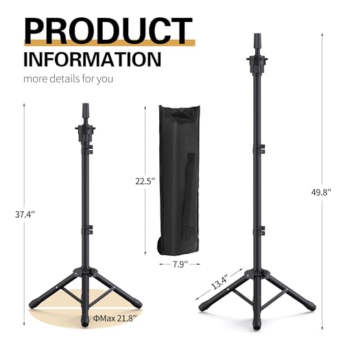 Relx Wig Head Stand - Adjustable Mannequin Head Stand - Wig Stand for Styling - Wig Stand Tripod for Cosmetology Hairdressing Training (Head Not Included)