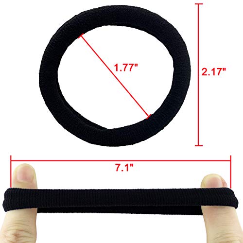 Thick Hair Ties, BETITETO 20 Pieces Seamless Ponytail Holders Scrunchies Women Cotton Stretch Hair Elastics for Thick Heavy or Curly Hair (Upgrade Black)