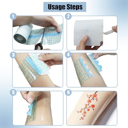 10 Yard Tattoo Aftercare Bandage - SOTICA 2 Rolls Second Skin Tattoo Cover (4 inch, 6 inch Wide) Tattoo Bandages Waterproof Tattoo Wraps for Healing Tattoo Cover for Swimming Tattoo Film for Shower