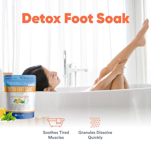 Detox Foot Soak (2 LBs) Epsom Salt Foot Soak with Lemon & Peppermint Essential Oils