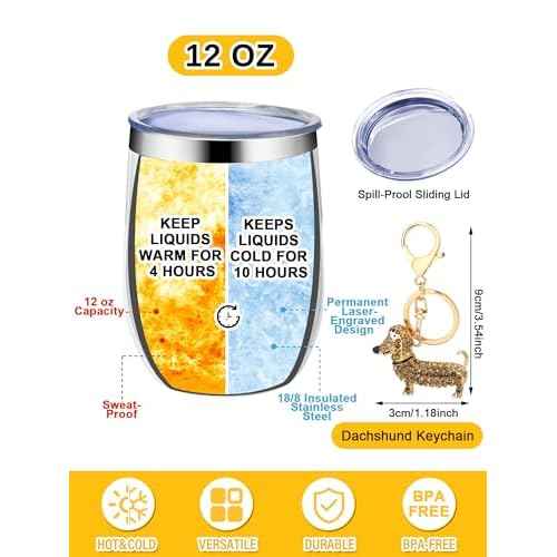 Abbylike Dachshund Gifts for Women Weiner Dog Tote Bag Cosmetic Bag Cup Keychain and Socks for Dachshund Dog Lover Mom