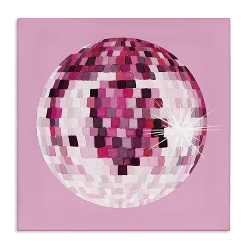 Stupell Industries Dazzling Pink Disco Ball Shining Geometric Pattern, Design by Hey Bre! Creative Studio, Gallery Wrapped Canvas, 36 x 36