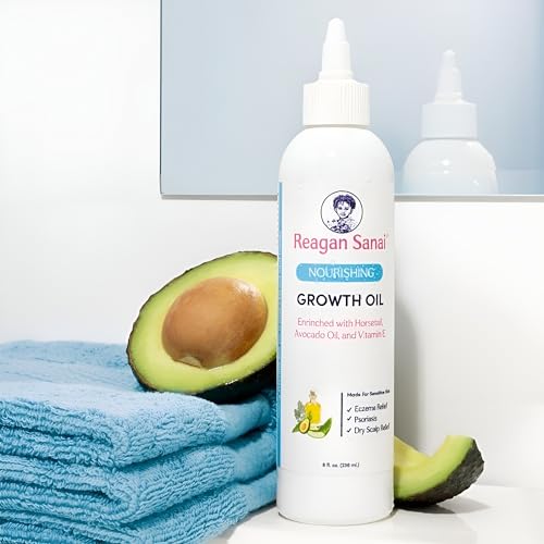 Reagan Sanai Nourishing Natural Hair Growth Oil 8 oz Organic Hair Oil made with Pure Essential Oils for Hair Regrowth - Dry Scalp Treatment For Longer, Thicker, Soft, Shiny and Healthy Hair