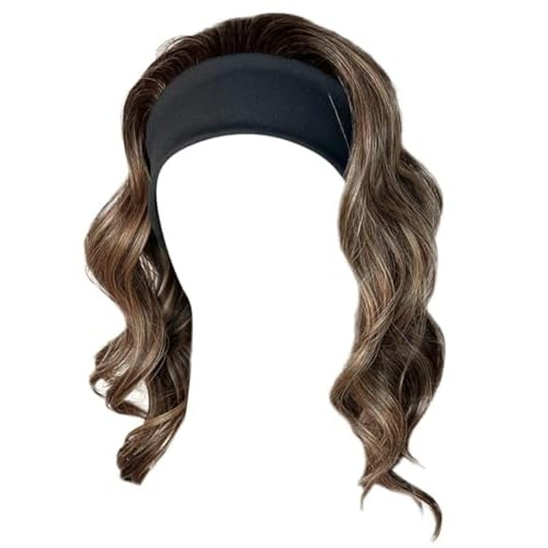 Kim Kimble 18" Wavy Waves Headband Wig, Long Layered Hair With Black Headband and Comb Clip, 3/4 Cap - Average Cap Size, MC9 14SS Caramel Latte